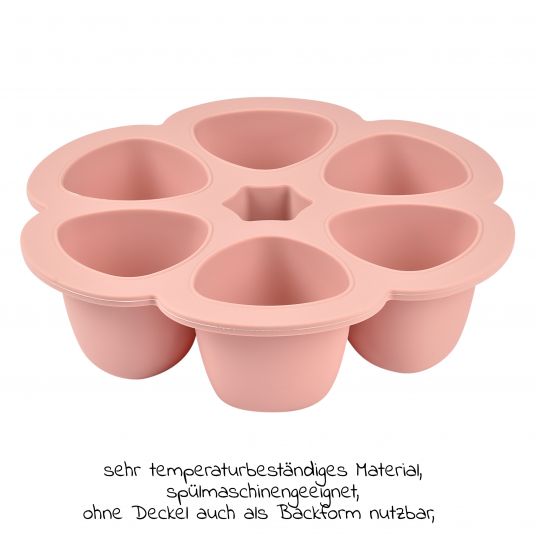 Beaba Silikon-Gefrierform Multiportions Blume 6 x 90 ml - Old Pink