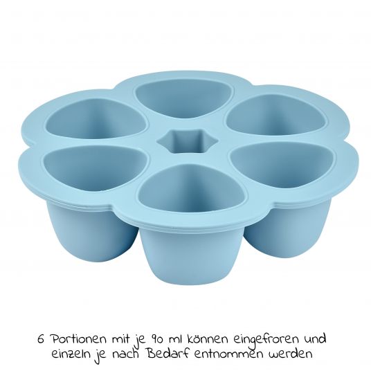 Beaba Stampo per congelatore in silicone Multiportions Flower 6 x 90 ml - Windy Blue