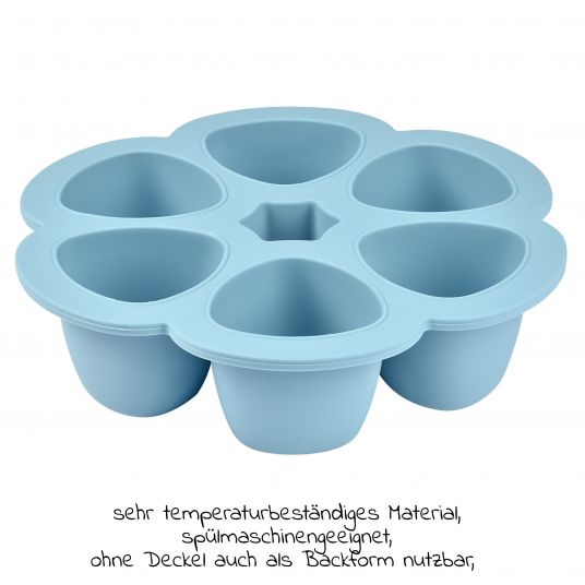 Beaba Silikon-Gefrierform Multiportions Blume 6 x 90 ml - Windy Blue