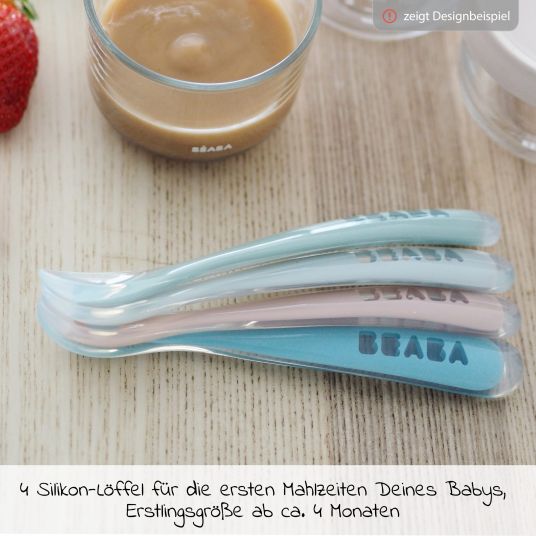 Beaba Silicone Spoon 4 Pack First Meal - Eucalyptus