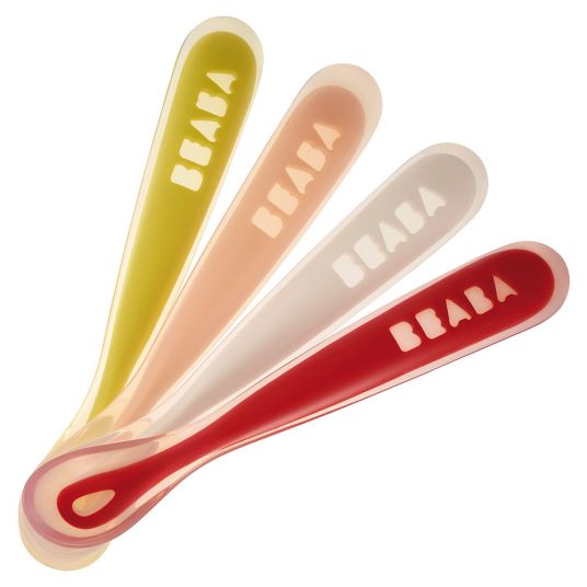 Beaba Silicone Spoon 4 Pack First Meal - Rainbow Red