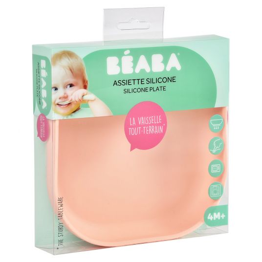 Beaba Silicone Plate with Suction Base - Rose Pink