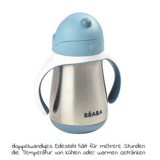 Beaba Stainless Steel Straw Mug - Windy Blue - Gr. 250 ml
