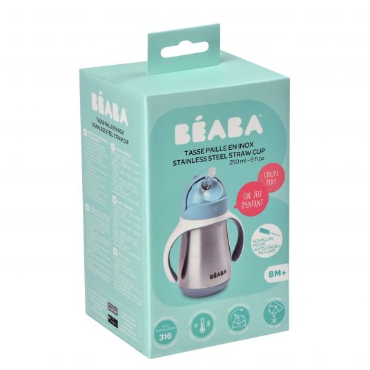 Beaba Stainless Steel Straw Mug - Windy Blue - Gr. 250 ml