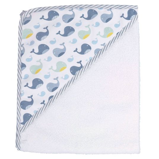 bébé-jou Hooded bath towel 85 x 75 cm - Wally Whale