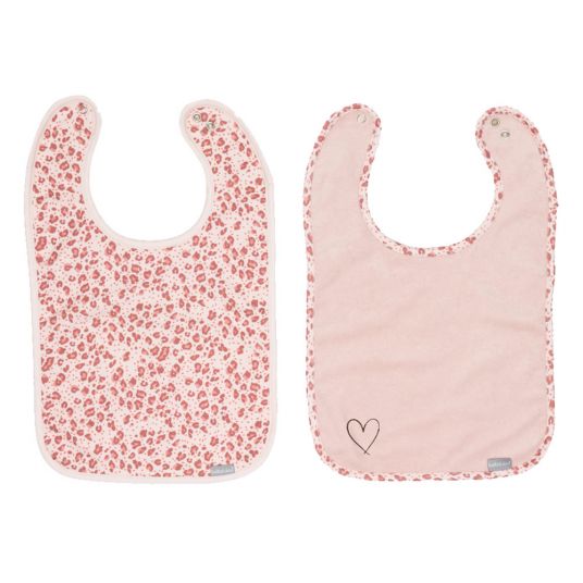 bébé-jou Lätzchen mit Druckknopf 2er Pack - Leopard Pink