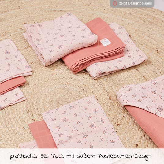 bébé-jou Mullwindel 3er Pack Musselin 70 x 70 cm - Wish Pink