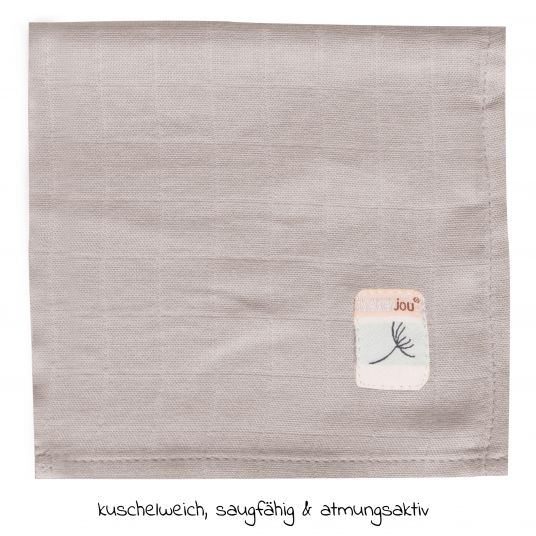 bébé-jou Pflegetuch 3er Pack Musselin 32 x 32 cm - Wish Grey