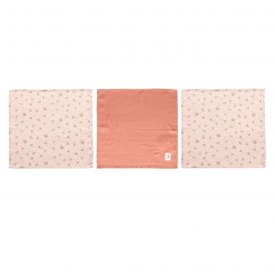 bébé-jou Pflegetuch 3er Pack Musselin 32 x 32 cm - Wish Pink