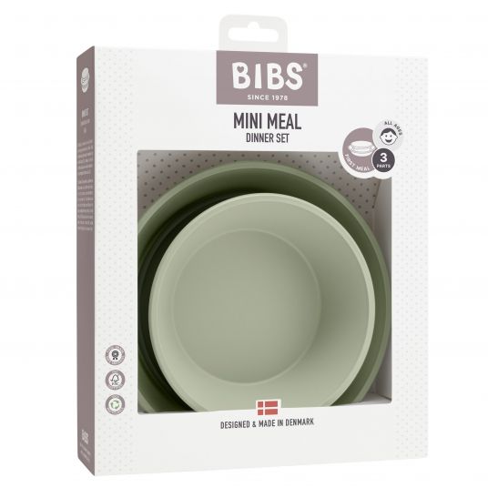 Bibs 3-tlg. Esslern-Set Schale mit Deckel und Teller - Sage