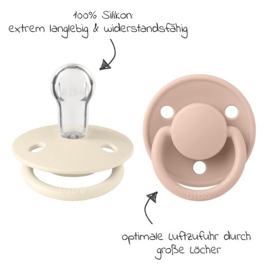 Bibs 3-tlg. Starter-Set - De Lux Schnuller 2er Pack Silikon + Beißring Baby Bitie Star - Ivory / Blush