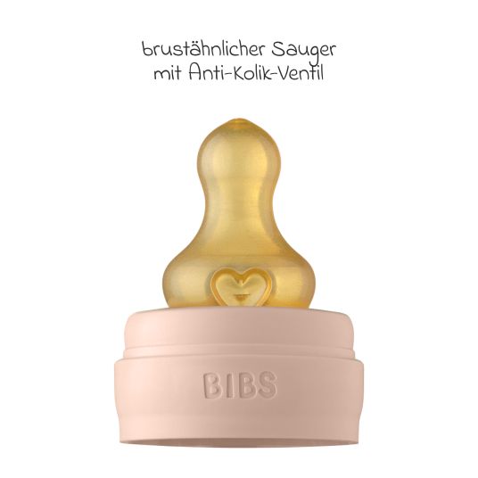 Bibs Glass bottle 2-pack Baby Bottle Complete 110 ml + latex teat - Blush