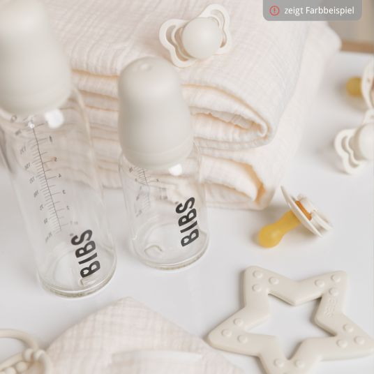 Bibs Glass bottle 2-pack Baby Bottle Complete 110 ml + latex teat - Cloud