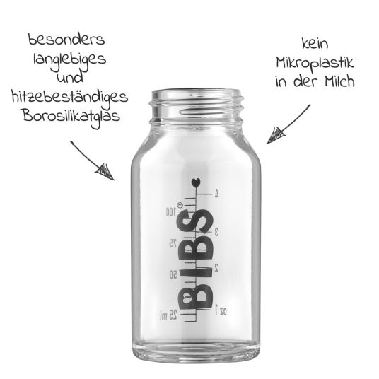 Bibs Glas-Flasche 2er Pack Baby Bottle Complete 110 ml + Latex-Trinksauger - Sage