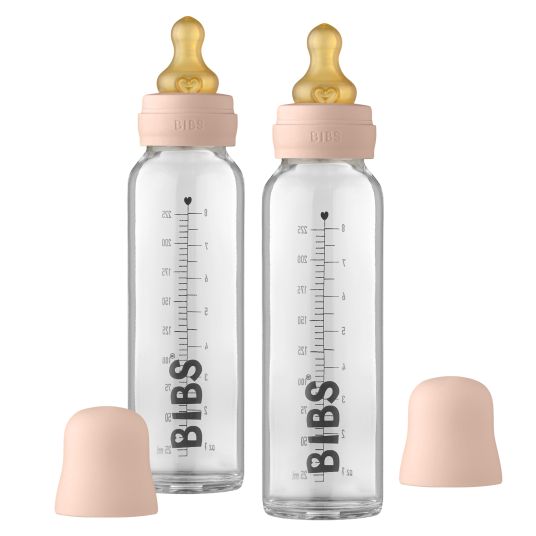 Bibs Bottiglia di vetro 2-pack Biberon completo 225 ml + tettarella in lattice - Blush