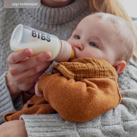 Bibs Glass bottle Baby Bottle Complete 110 ml + latex teat slow food flow - Ivory
