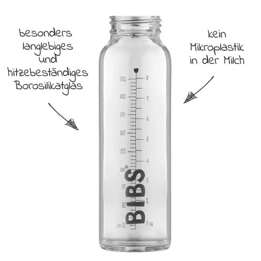 Bibs Glas-Flasche Baby Bottle Complete 225 ml + Latex-Trinksauger langsamer Nahrungsfluss - Cloud