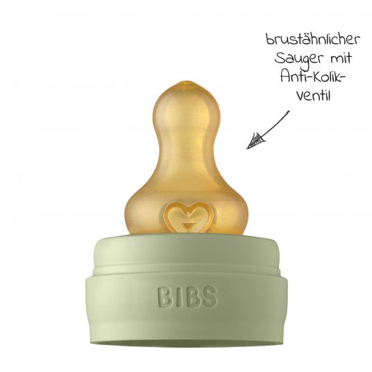 Bibs Glas-Flasche Baby Bottle Complete 225 ml + Latex-Trinksauger langsamer Nahrungsfluss - Sage
