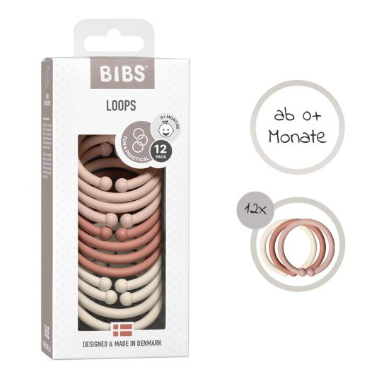 Bibs Kinderwagenkette - Loops 12er Pack - Blush / Woodchuck / Ivory