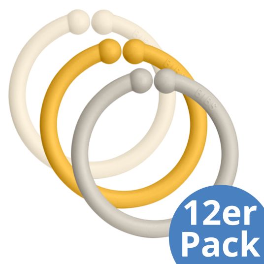 Bibs Baby carriage chain - Loops 12-pack - Ivory / Honey Bee / Sand