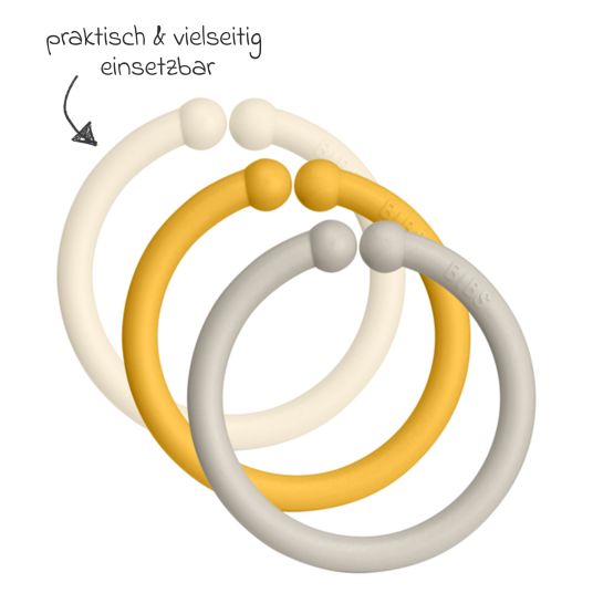 Bibs Catena per carrozzina - Confezione da 12 anelli - Avorio / Miele / Sabbia