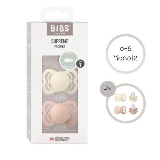 Bibs Succhietto 2-pack Supreme - Silicone - Avorio / Blush - Taglia 0-6 M