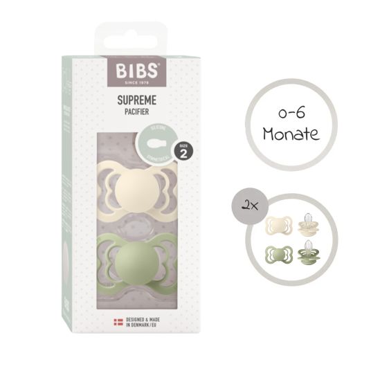 Bibs Schnuller 2er Pack Supreme - Silikon - Ivory / Sage - Gr. 0-6 M