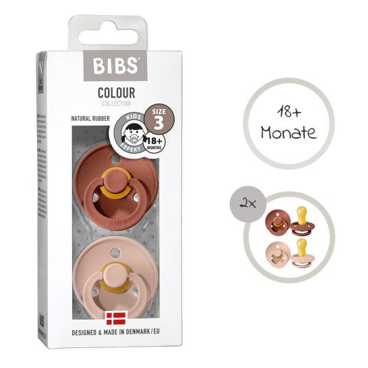 Bibs Pacifier - Color 2 Pack - Blush / Woodchuck - Size 18 M+