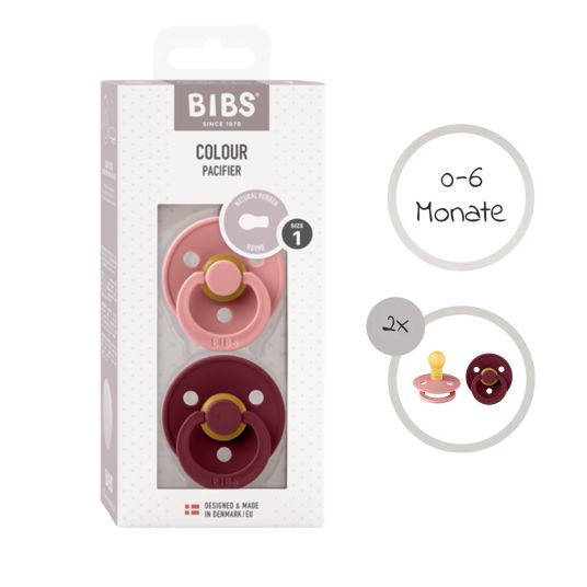 Bibs Schnuller - Colour 2er Pack - Dusty Pink / Elderberry - Gr. 0-6 M