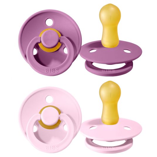 Bibs Pacifier - Color 2 Pack - Lavender / Baby Pink - Sizes 6-18 M