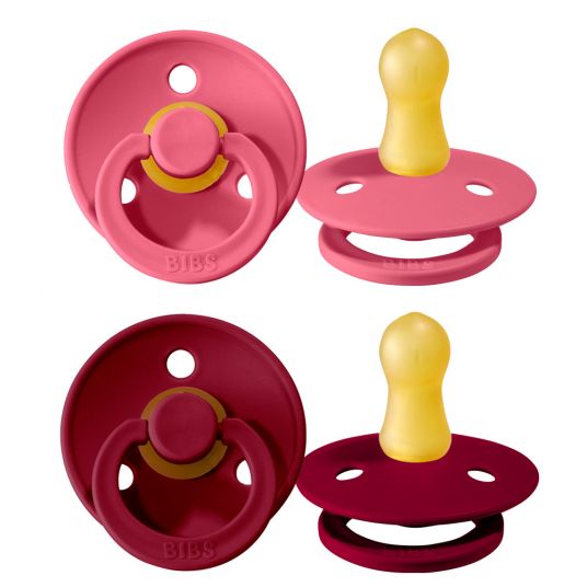 Bibs Pacifier - Color 2 Pack - Ruby / Coral - Gr. 0-6 M