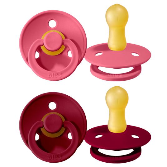 Bibs Pacifier - Color 2 Pack - Ruby / Coral - Gr. 6-18 M