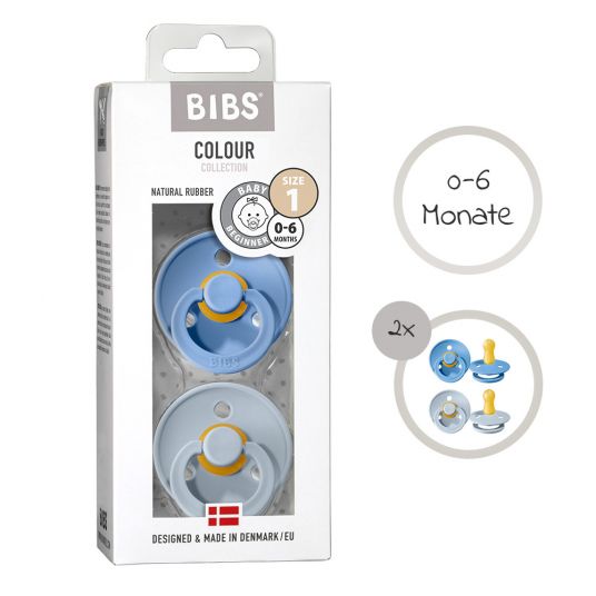 Bibs Pacifier - Color 2 Pack - Sky Blue / Baby Blue - Size 0-6 M
