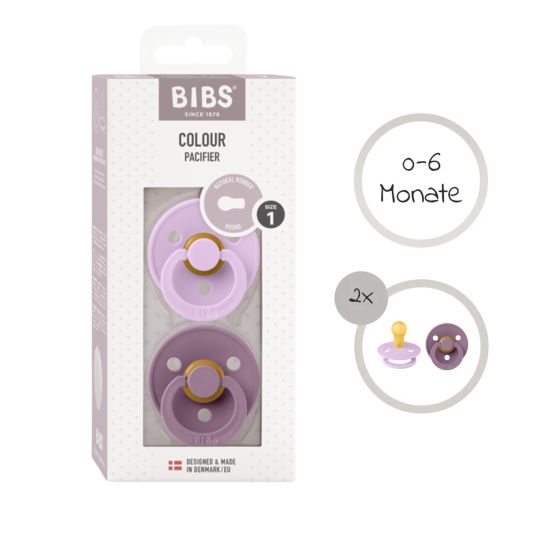 Bibs Pacifier - Color 2-pack - Violet Sky / Mauve - Size 0-6 M