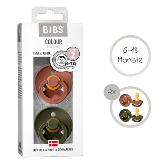 Bibs Pacifier - Color 2 Pack - Woodchuck / Hunter Green - Sizes 6-18 M