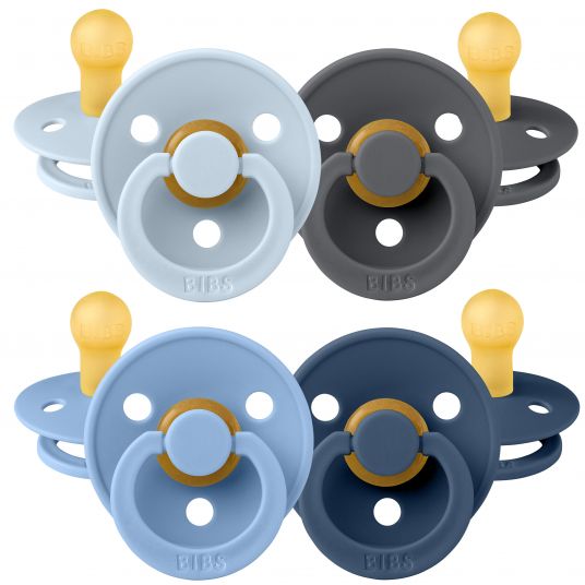Bibs Pacifiers - Color 4 Pack - Baby Blue / Iron / Sky Blue / Steel Blue - Sizes 0-6 M