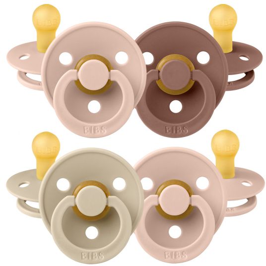 Bibs Pacifiers - Color 4 Pack - Blush / Woodchuck / Vanilla - Size 0-6 M