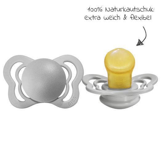 Bibs Pacifiers - Couture 2 Pack - Natural Rubber - Cloud / Steel - Size 0-6 M