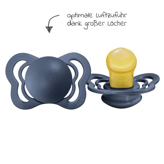 Bibs Pacifiers - Couture 2 Pack - Natural Rubber - Cloud / Steel - Size 0-6 M