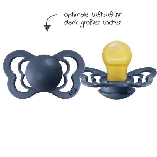 Bibs Pacifiers - Couture 2 Pack - Natural Rubber - Cloud / Steel - Size 6-36 M