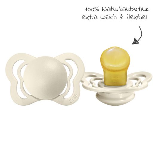 Bibs Pacifiers - Couture 2 Pack - Natural Rubber - Ivory / Blush - Gr. 0-6 M