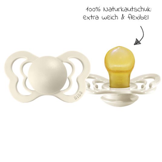 Bibs Pacifiers - Couture 2 Pack - Natural Rubber - Ivory / Blush - Size 6-36 M