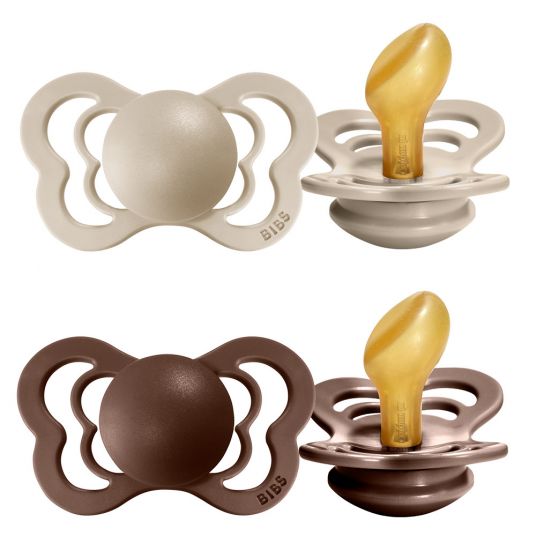 Bibs Pacifiers - Couture 2 Pack - Natural Rubber - Vanilla / Mocha - Size 6-36 M