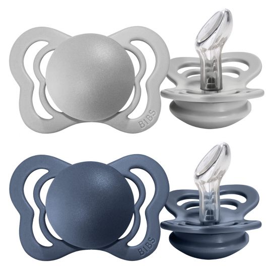 Bibs Pacifier - Couture 2 Pack - Silicone - Cloud / Steel - Size 0-6 M