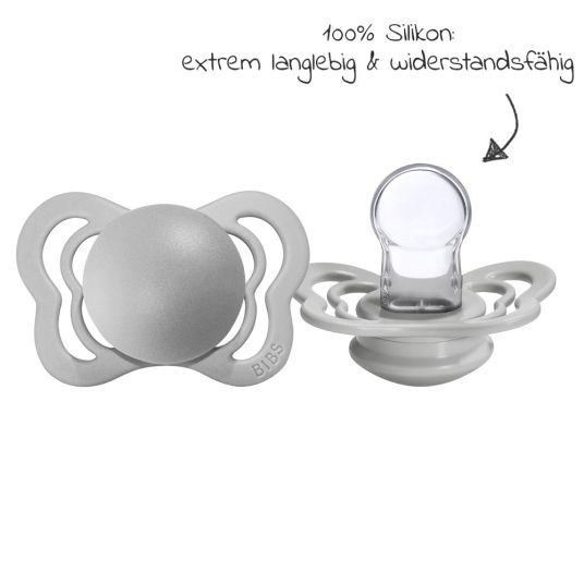 Bibs Pacifier - Couture 2 Pack - Silicone - Cloud / Steel - Size 0-6 M