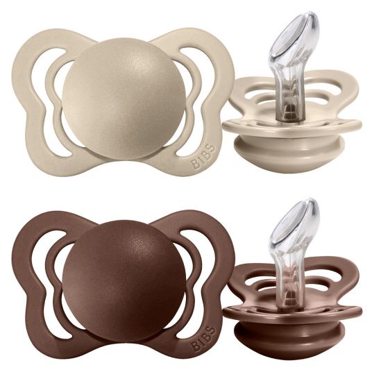 Bibs Pacifier - Couture 2 Pack - Silicone - Vanilla / Mocha - Size 0-6 M