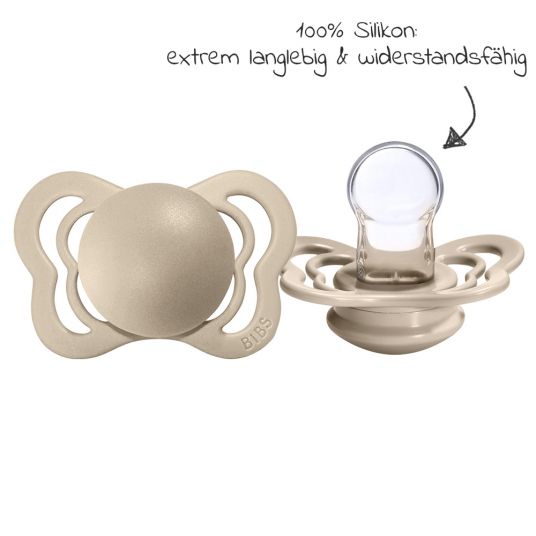 Bibs Pacifier - Couture 2 Pack - Silicone - Vanilla / Mocha - Size 0-6 M