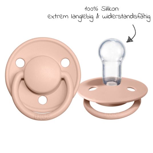Bibs Pacifier - De Lux 2 Pack - Silicone - Ivory / Blush - Size 0-36 M