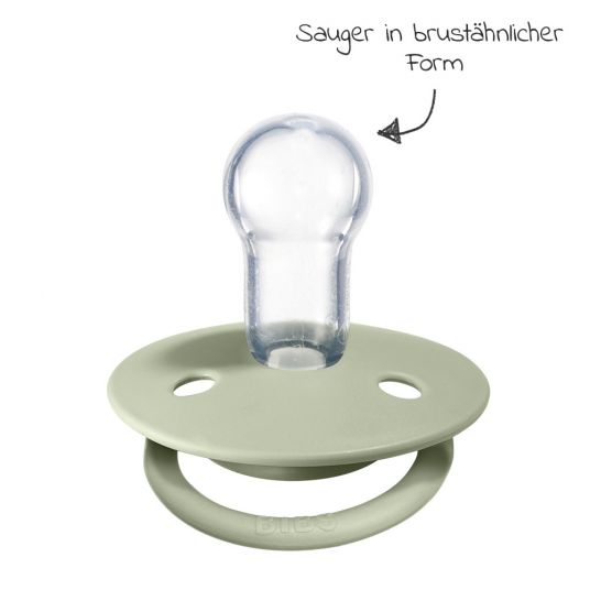 Bibs Pacifier - De Lux 2 Pack - Silicone - Ivory / Sage - Size 0-36 M