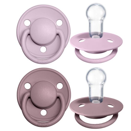 Bibs Pacifier - De Lux 2 Pack - Silicone - Lilac / Heather - Size 0-36 M